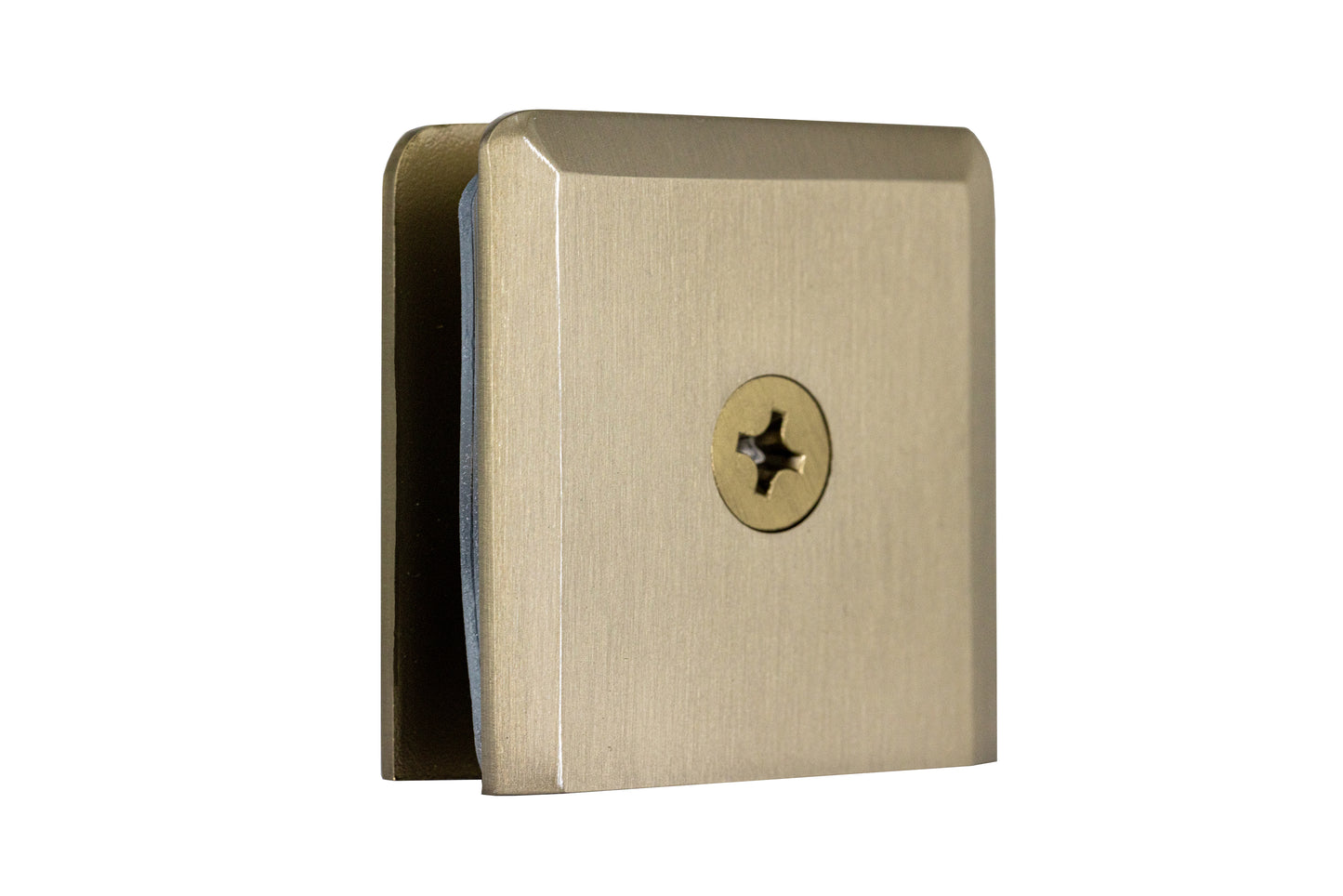 8020 - Fixed Panel U-Glass Clamp (Hole-in-Glass), Beveled Edge