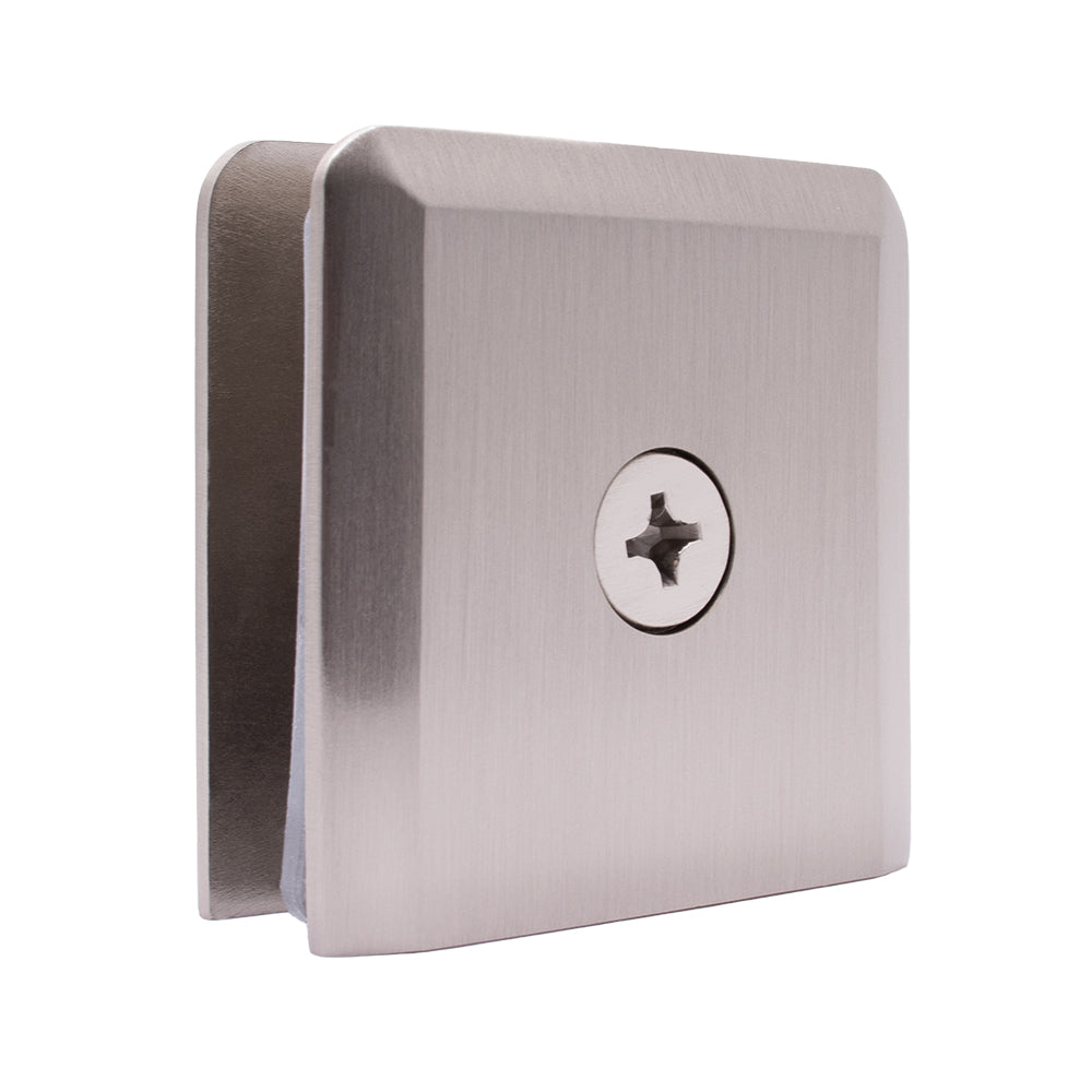 8020 - Fixed Panel U-Glass Clamp (Hole-in-Glass), Beveled Edge