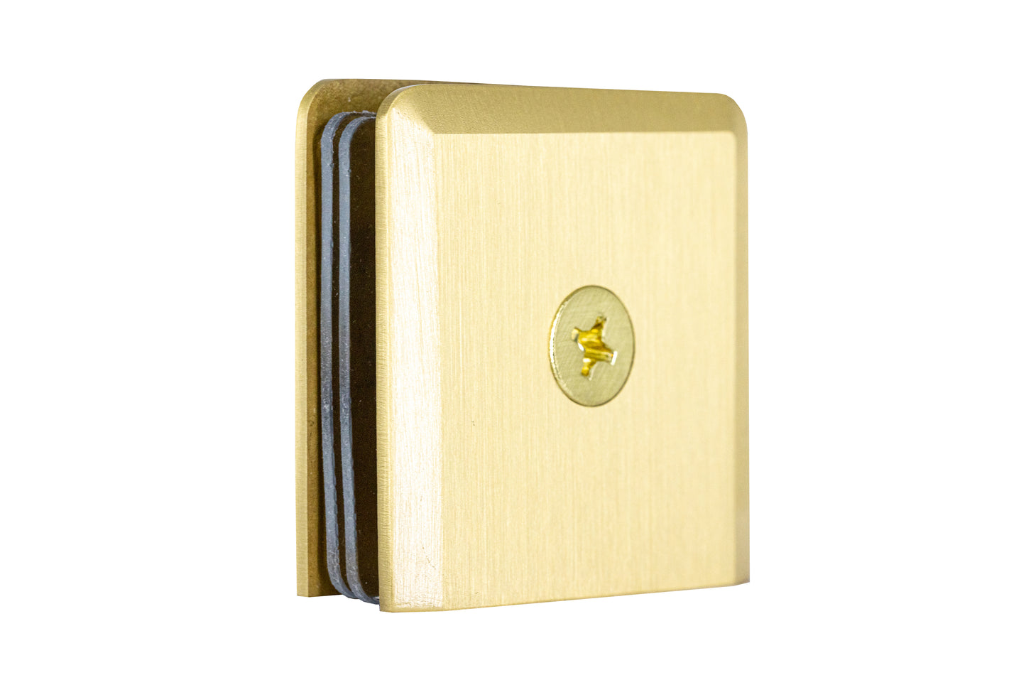 8020 - Fixed Panel U-Glass Clamp (Hole-in-Glass), Beveled Edge