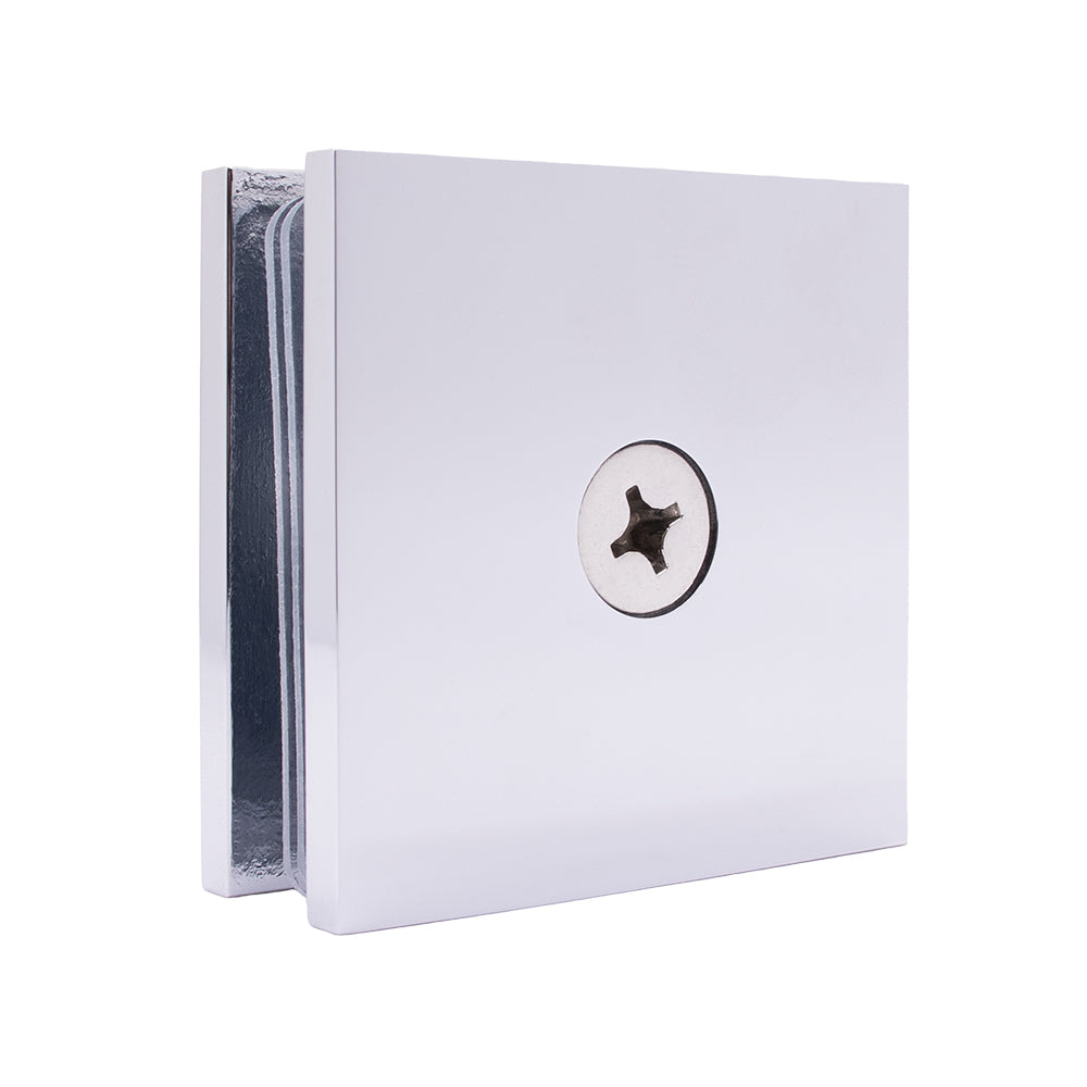 Fixed Panel U-Glass Clamp, Straight Edge - Chrome Polished