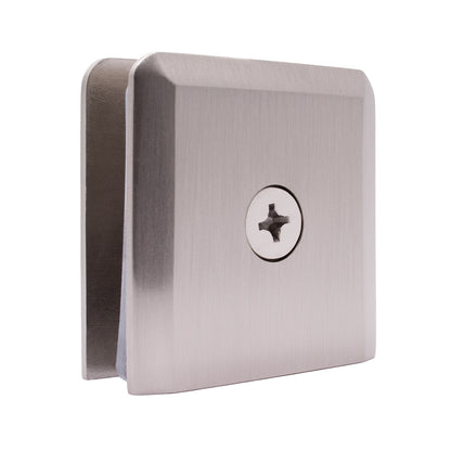 8020 - Fixed Panel U-Glass Clamp (Hole-in-Glass), Beveled Edge
